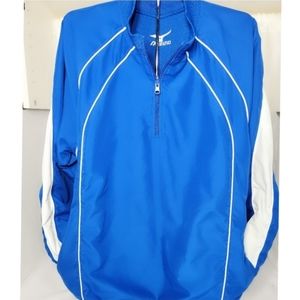 Mizuno Men's Reversible Zip Pullover Jacket Blue White Windbreaker Medium